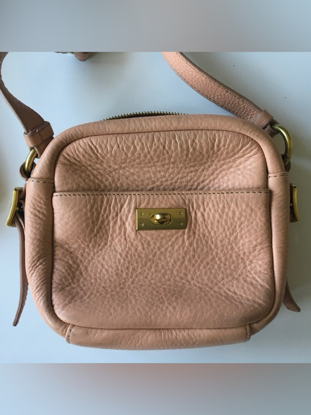 J. Crew Blush Pebbled Leather Crossbody with Gold Hardware - Picture 2 of 16